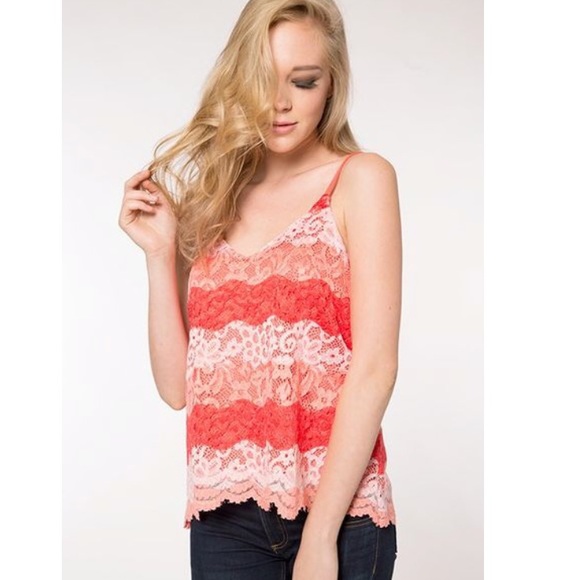 BOGO Coral Lace Tank Top - Picture 2 of 4